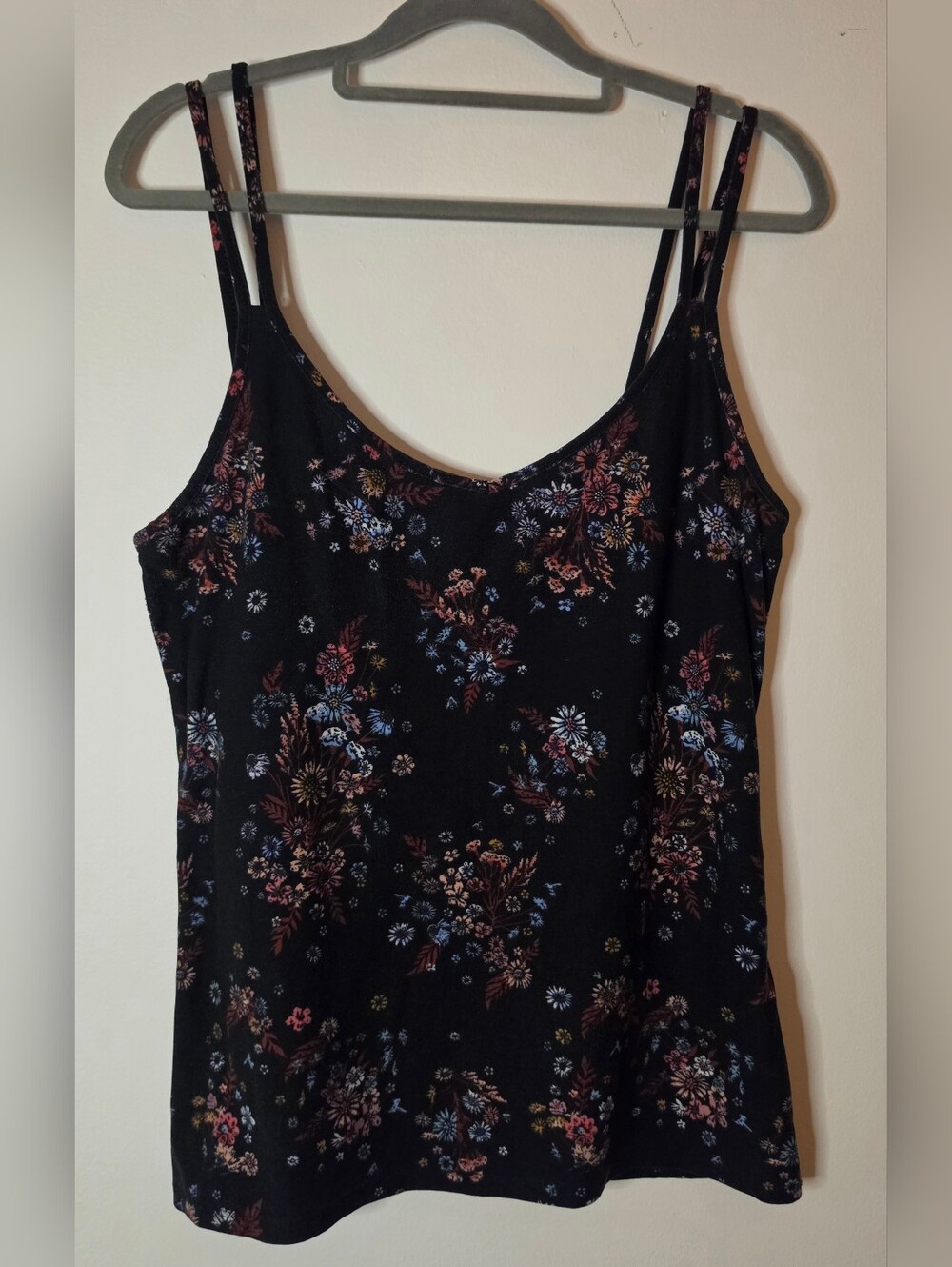Mudd Black Floral Double-Strap Camisole